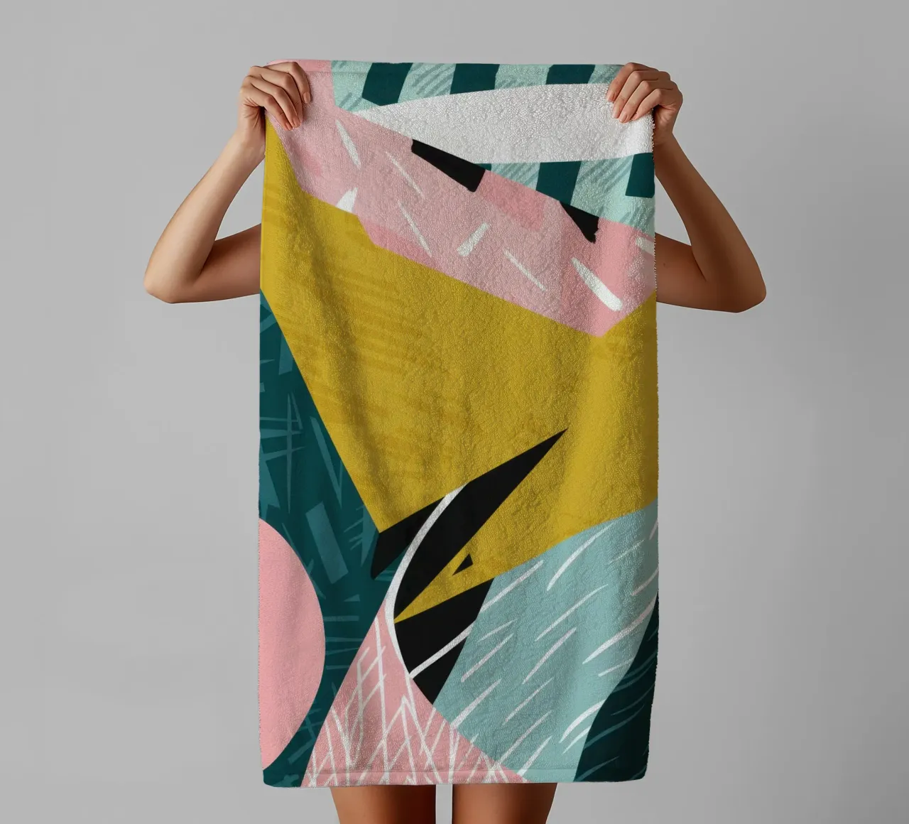 Dynamic Green Collision towel by Thistle Bloom