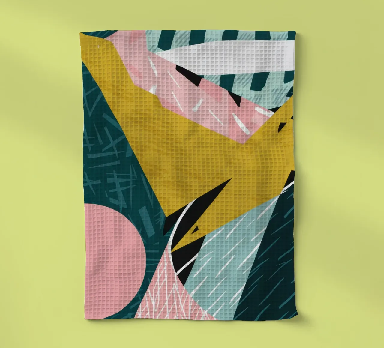 Dynamic Green Collision tea towel by Thistle Bloom