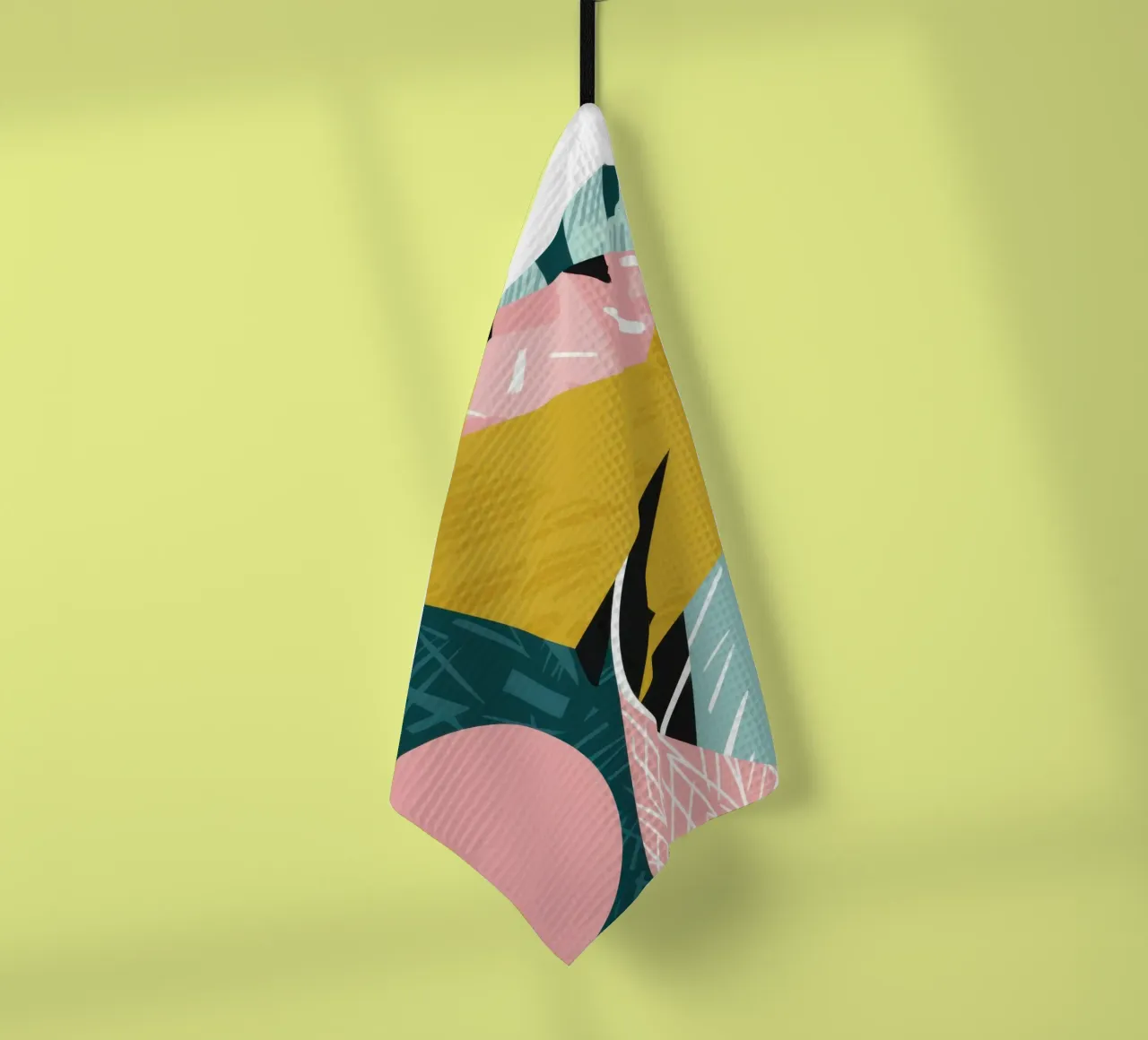 Dynamic Green Collision tea towel by Thistle Bloom