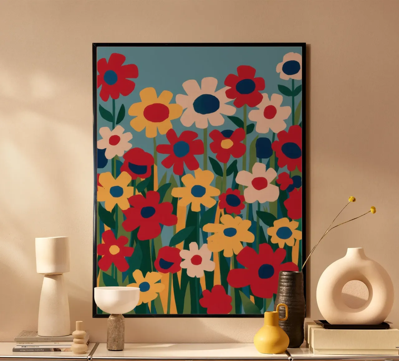 Couleur primaire Prairie poster avec cadre en plastique de Obs Canvas