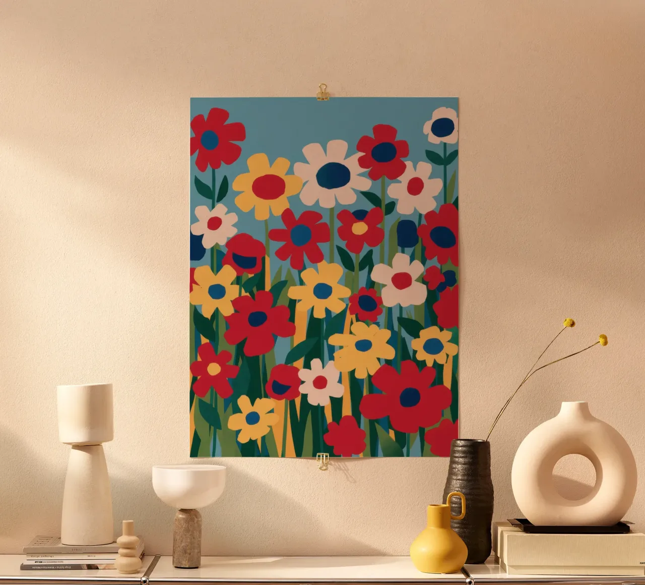 Couleur primaire Prairie poster avec cadre en plastique de Obs Canvas
