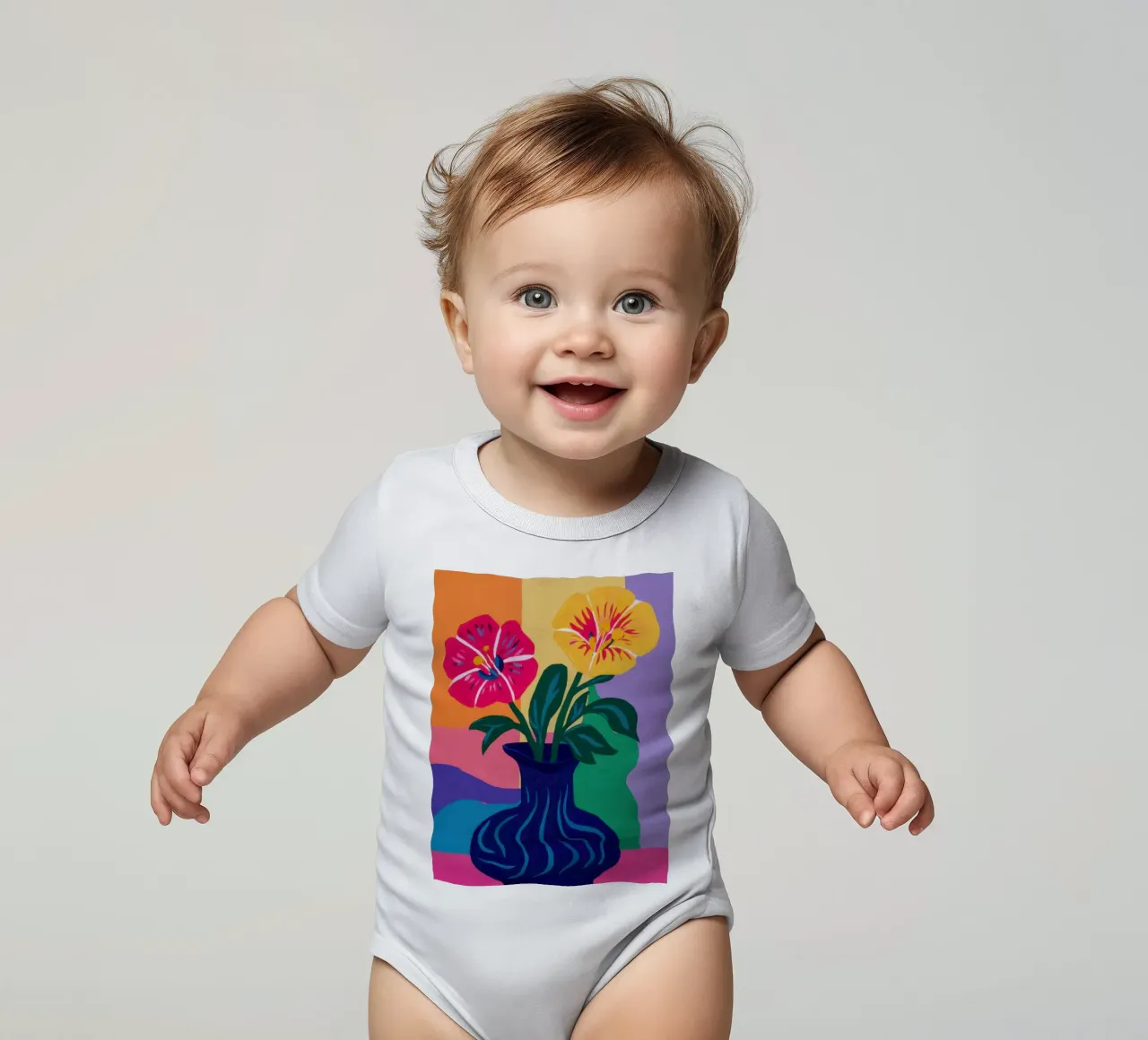Bouquet vibrante in blu body neonato maniche corte da Thistle Bloom
