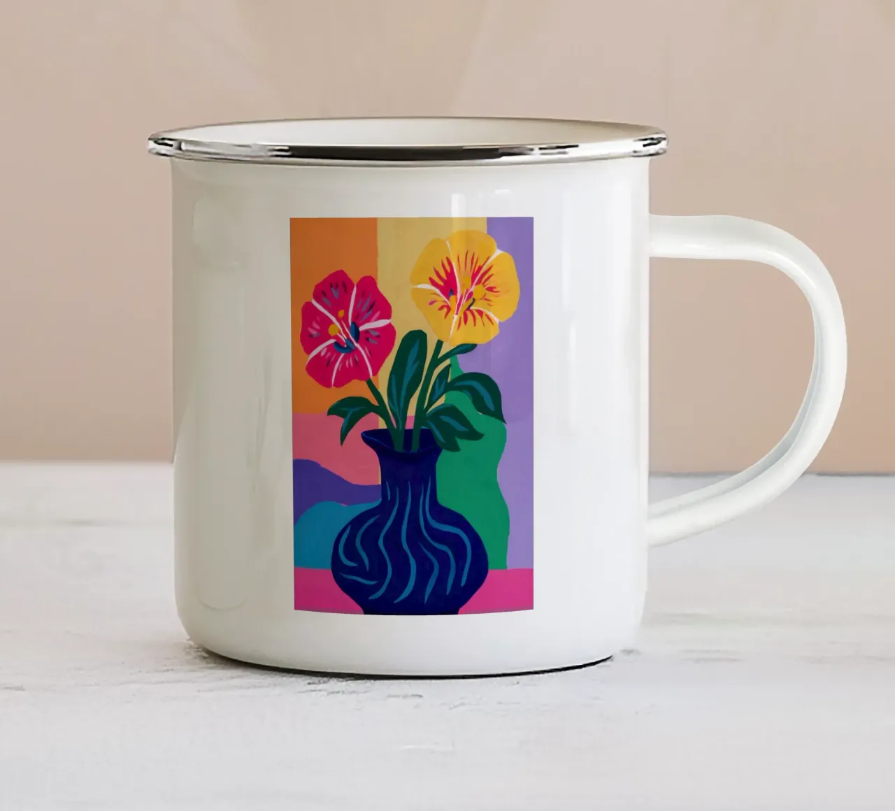 Bouquet vibrante in blu tazza in smalto da Thistle Bloom