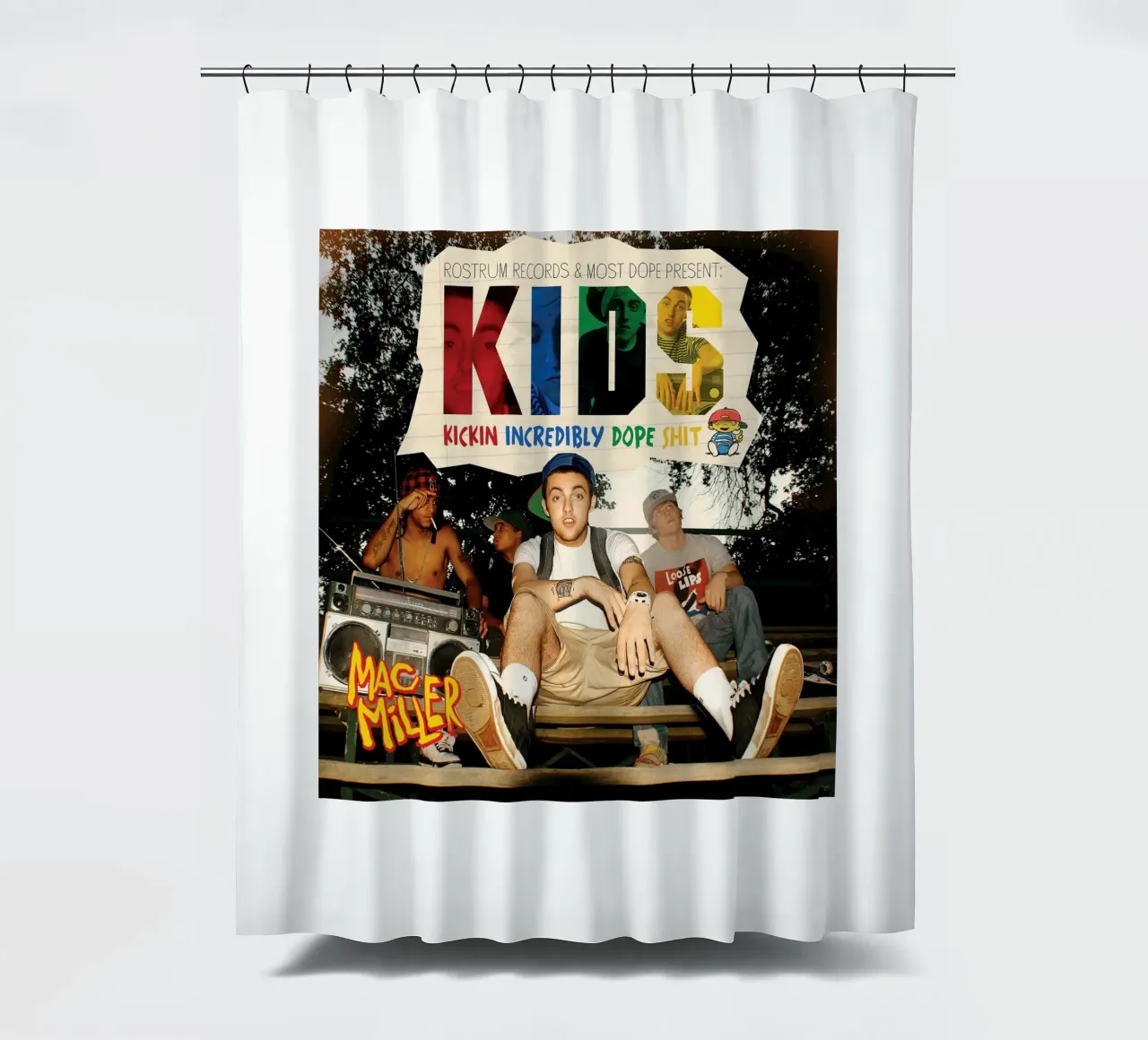 Alternative Album Cover Kids Mac Miller shower curtain by softseilish