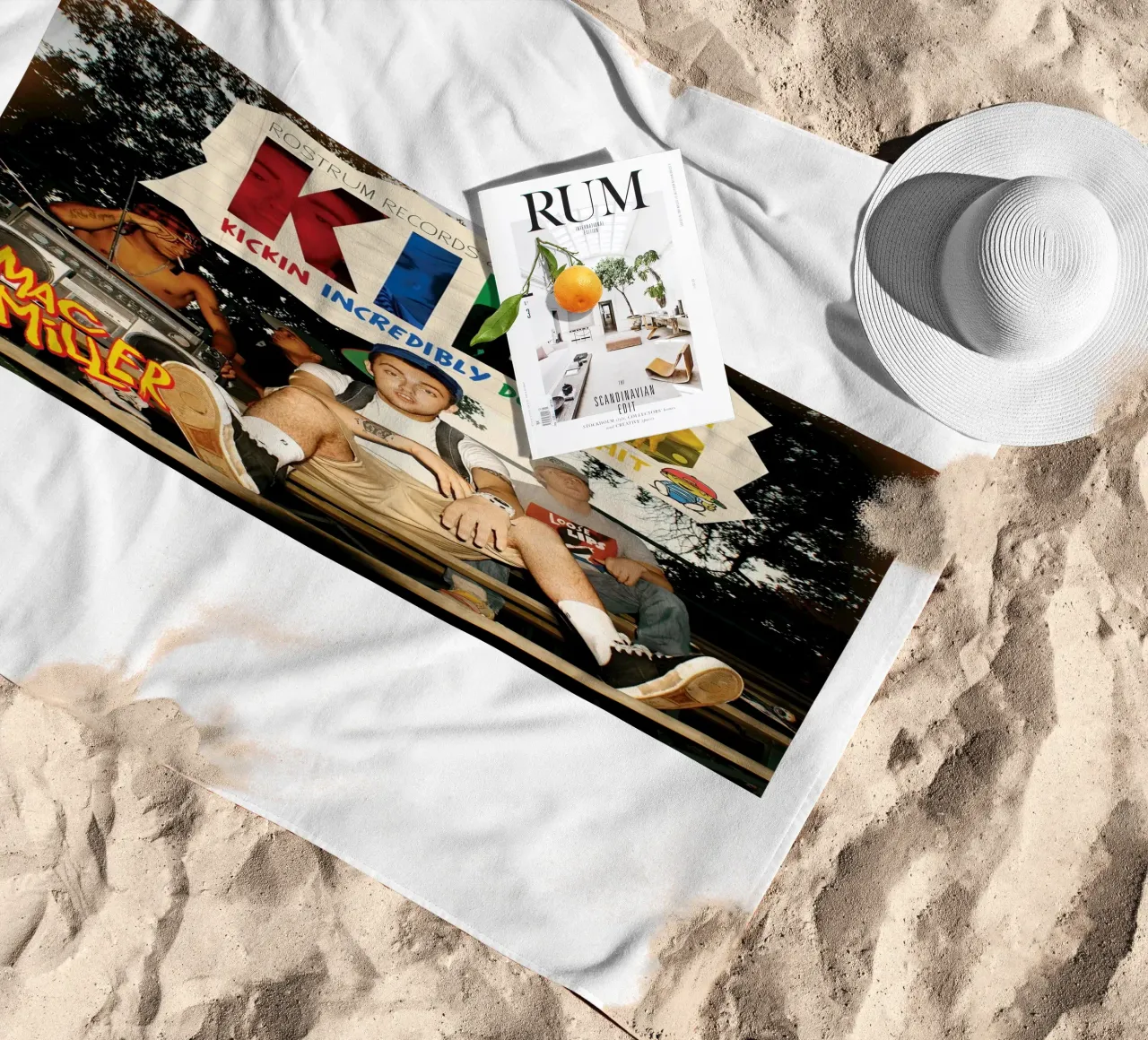 Alternative Album Cover Kids Mac Miller beach towel by softseilish