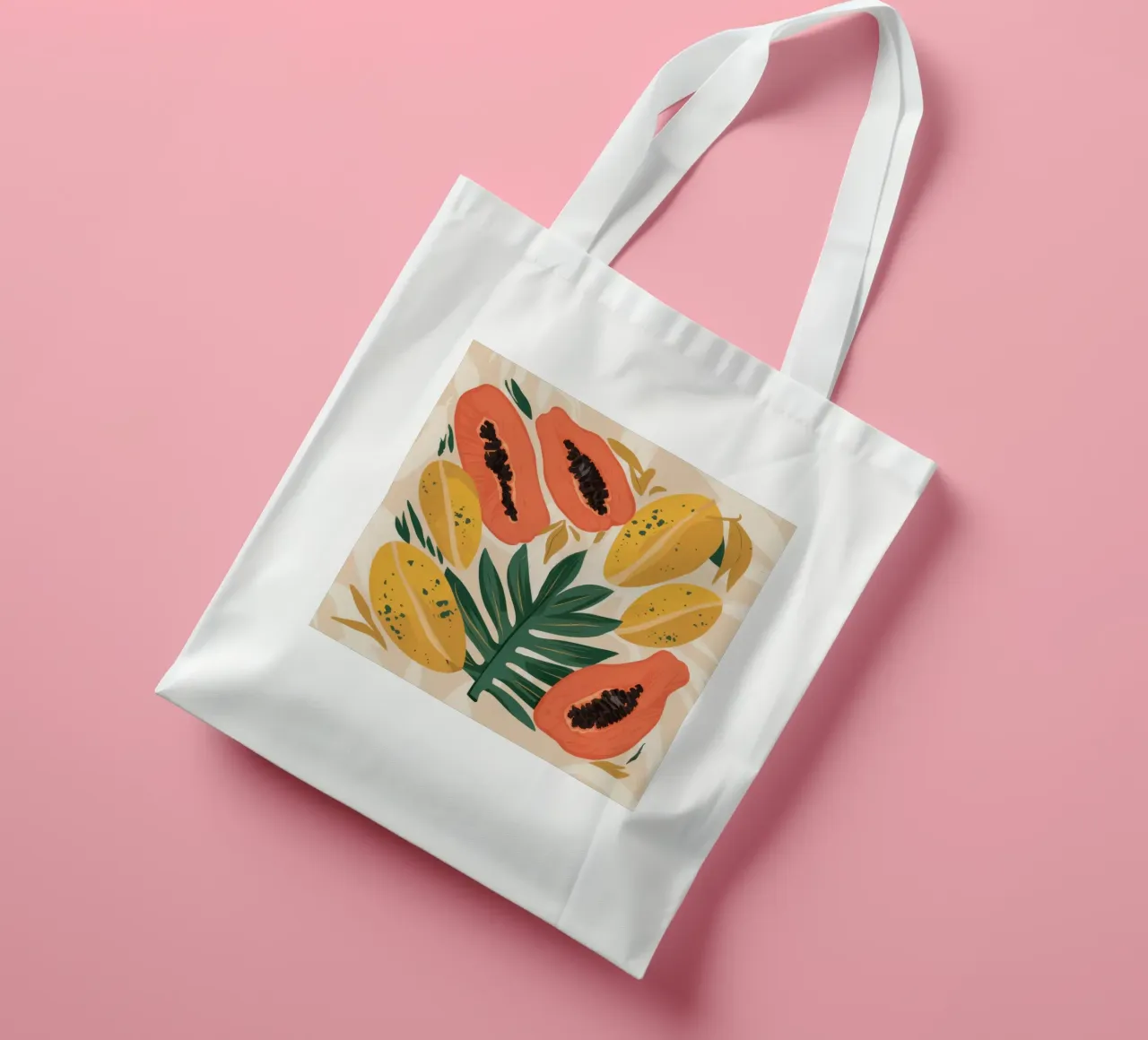 Papaya Pattern Play borsa in juta da Gaia Viesta