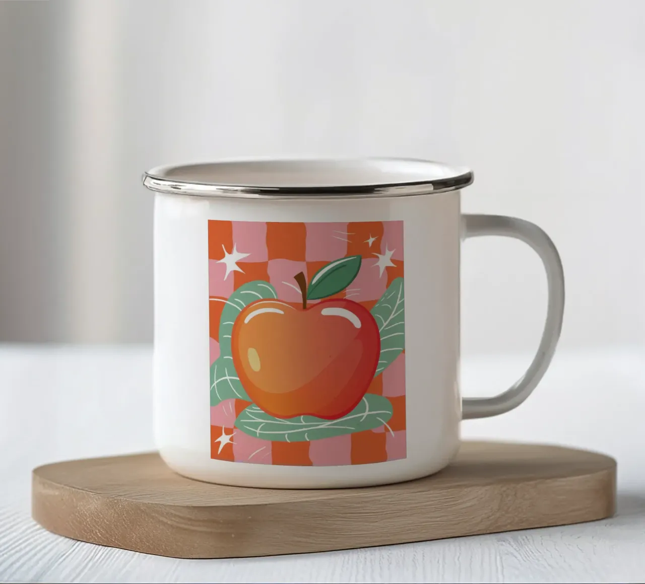 Sprankelende Appel Pop emaille mok van Line Fable