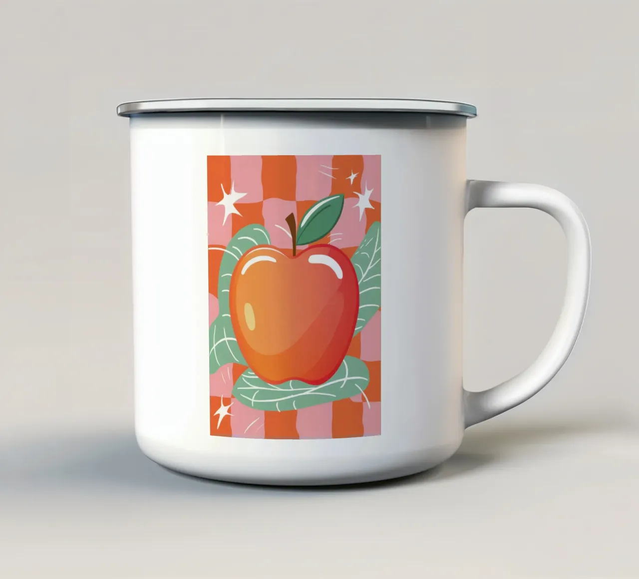 Sprankelende Appel Pop emaille mok van Line Fable