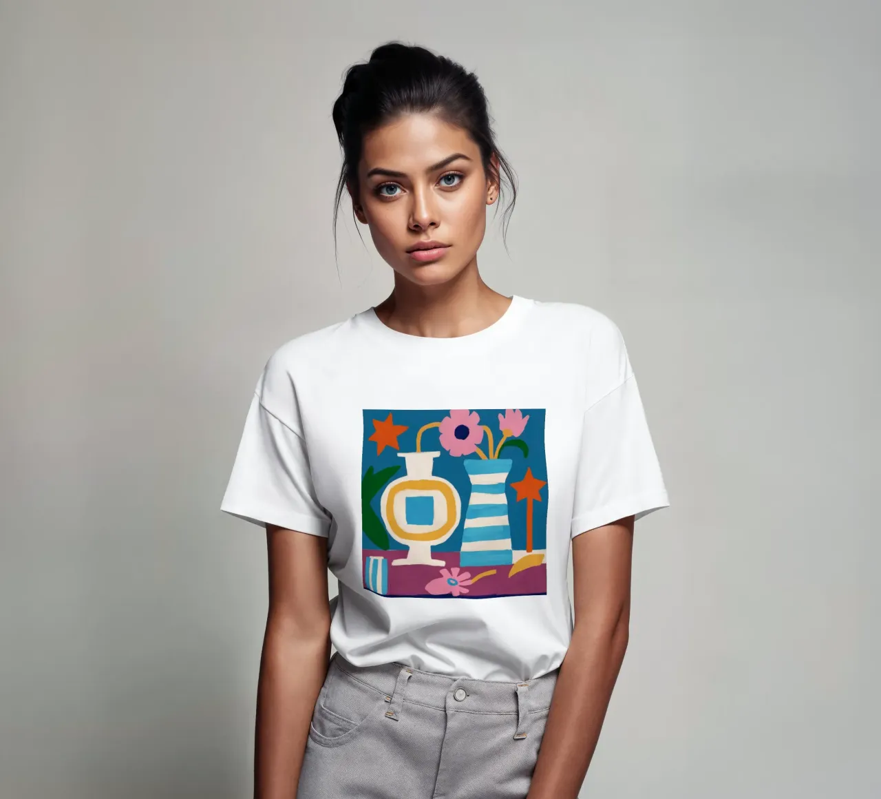 Modern vase Stillness t-shirt by Lunar Valentina