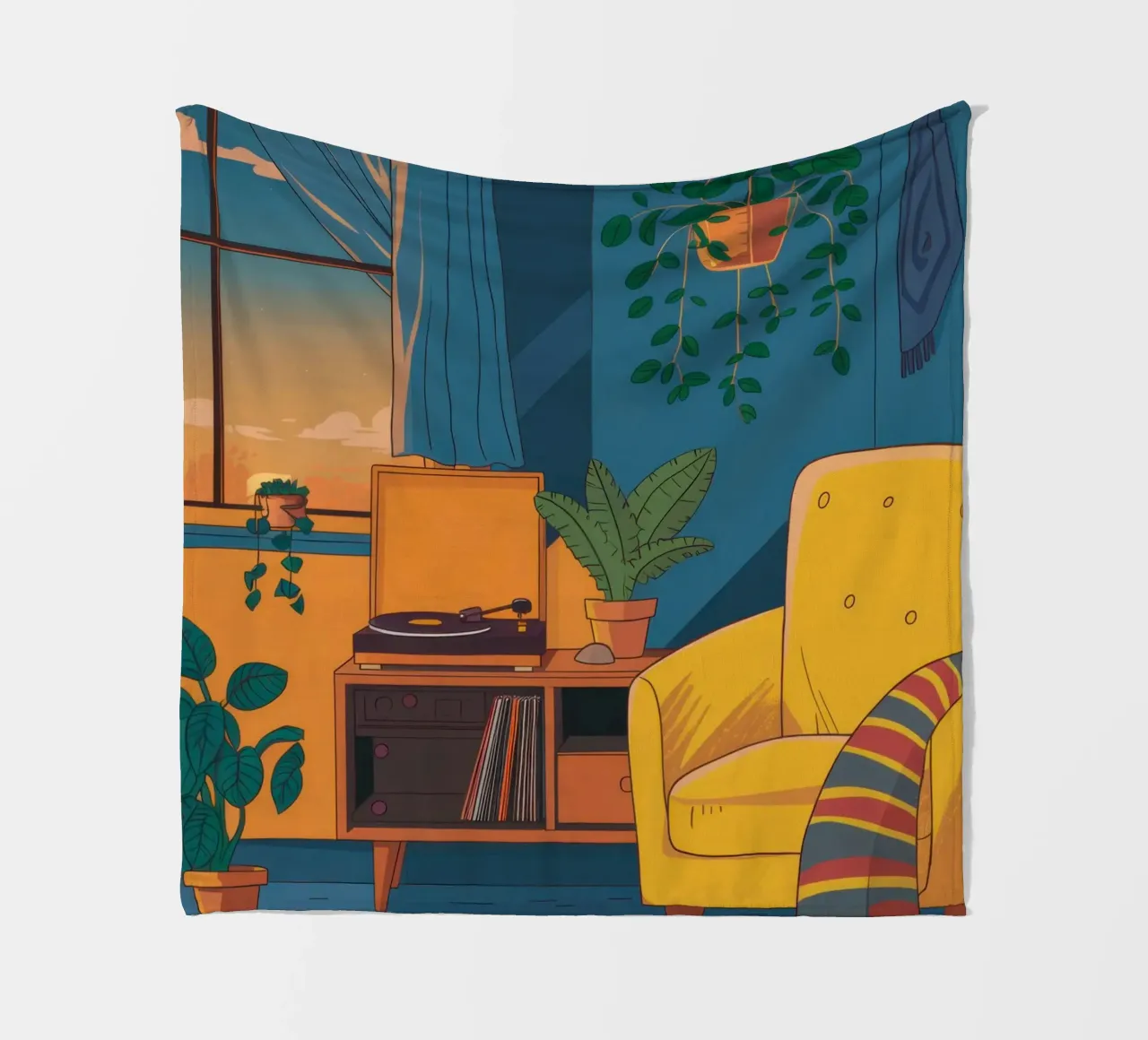 Cozy Reading Nook at Night fleece blanket by Thistle Bloom