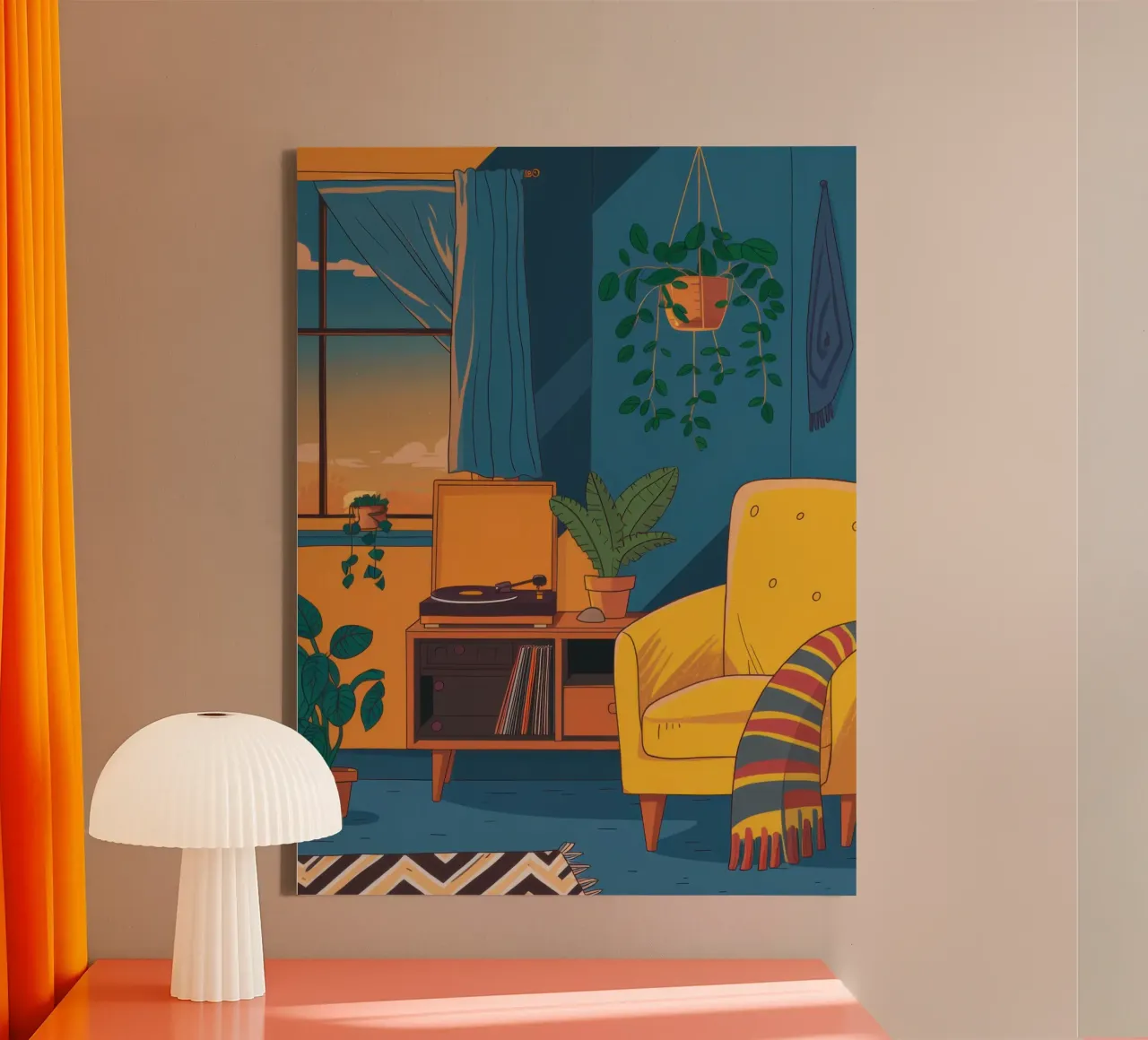 Cozy Reading Nook at Night canvas by Thistle Bloom