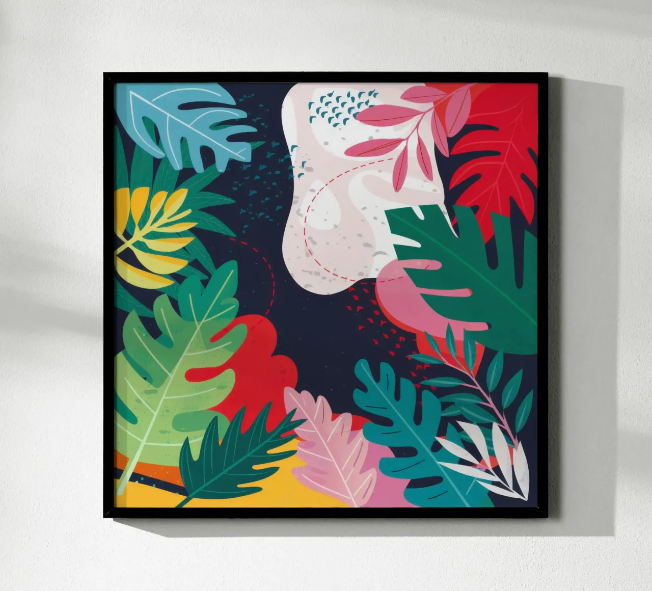 Collage de feuilles de minuit poster avec cadre en aluminium de Obs Canvas