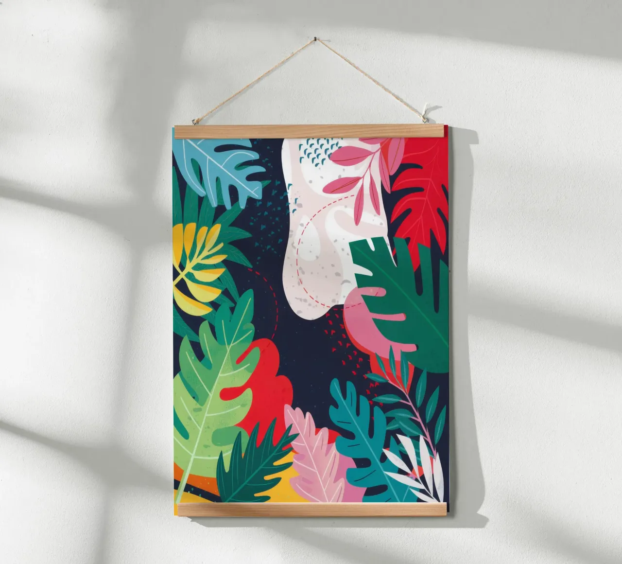 Collage de feuilles de minuit poster avec cadre en aluminium de Obs Canvas