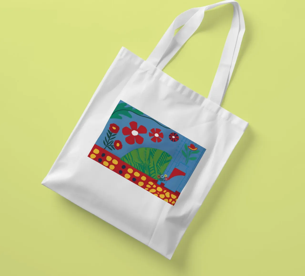 Naive Red Blooms tote bag by Lunar Valentina