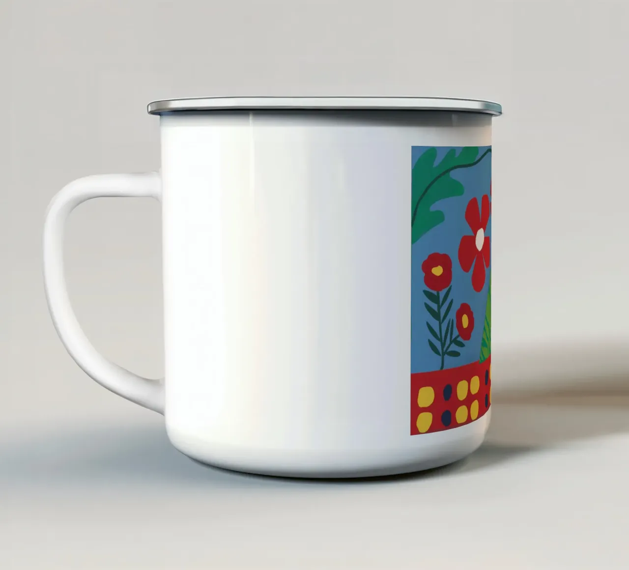 Fiori rossi ingenui tazza in smalto da Lunar Valentina