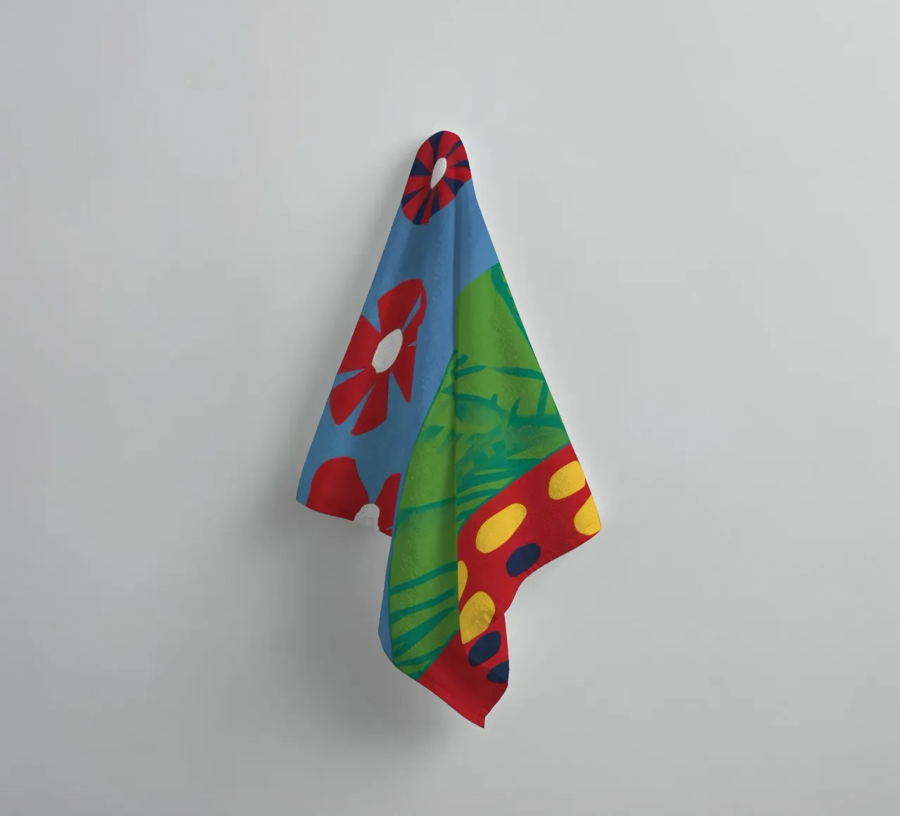 Naive Red Blooms towel by Lunar Valentina