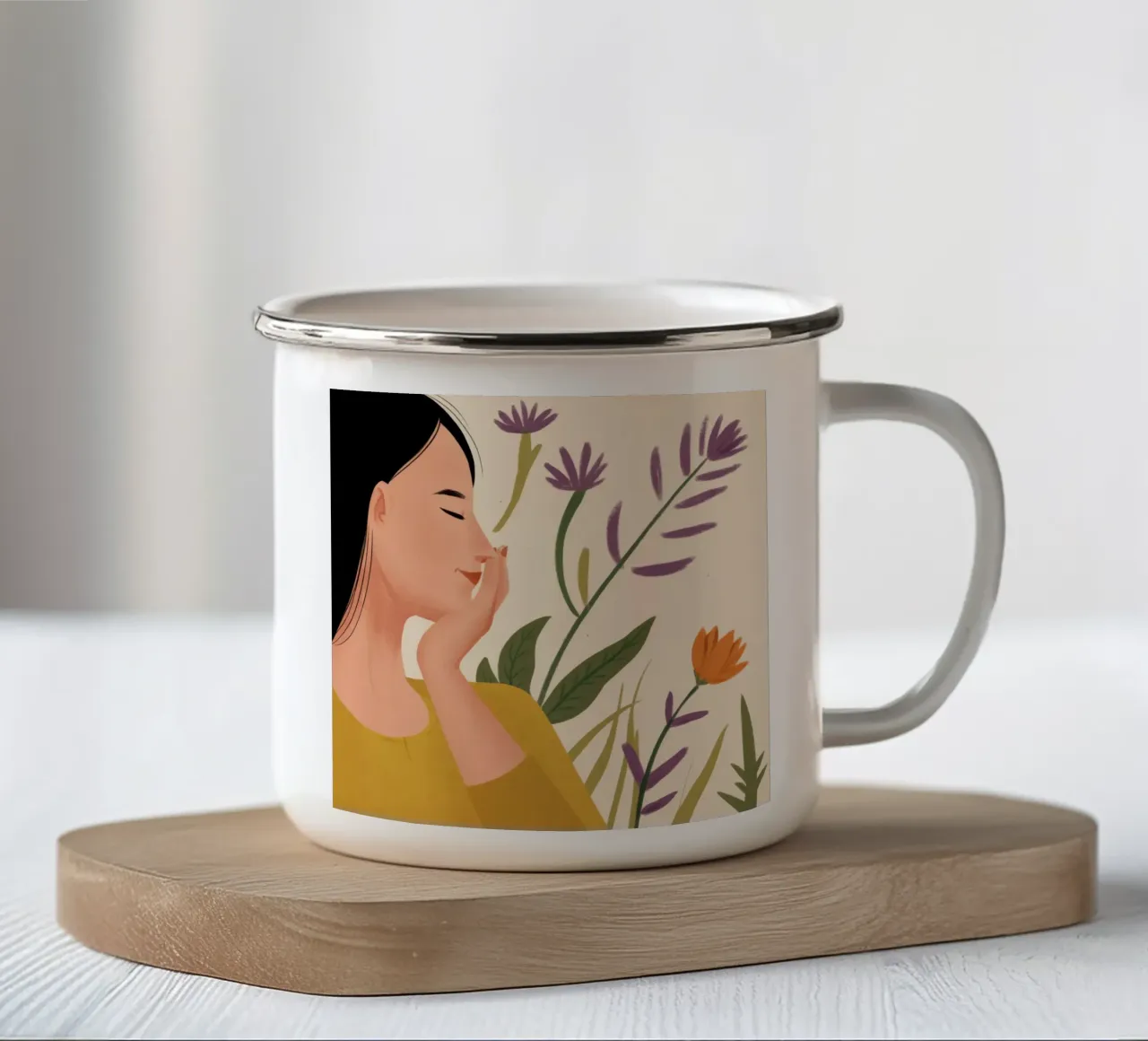 Sogno profumato di fiori tazza in smalto da Line Fable