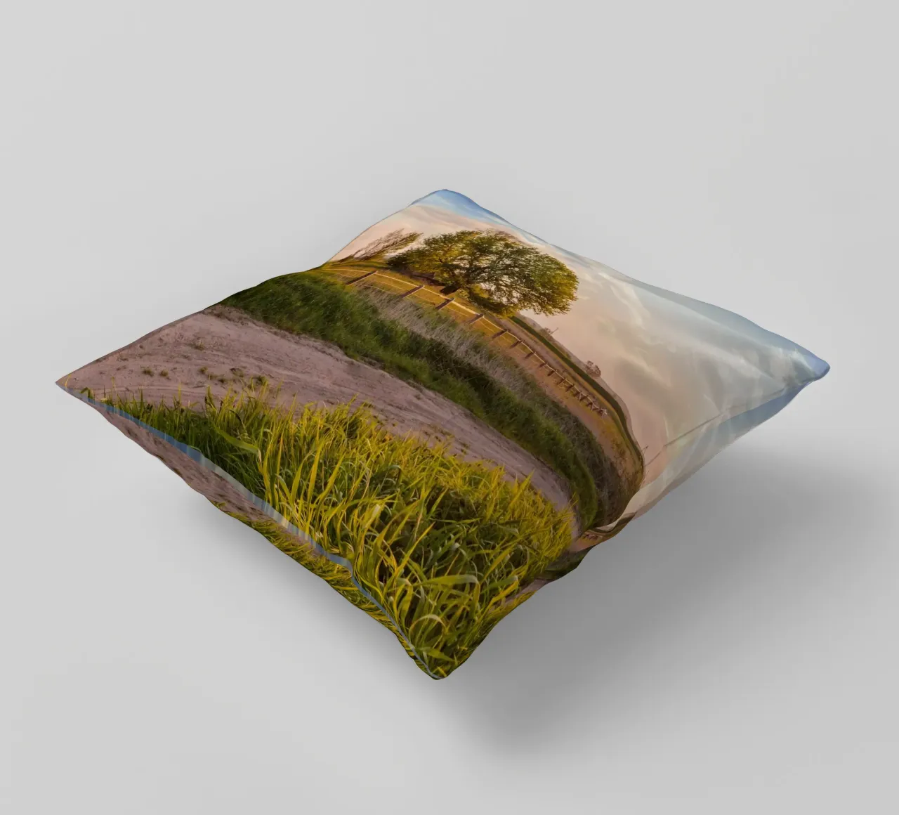 path grass clouds cuscino da animal story home