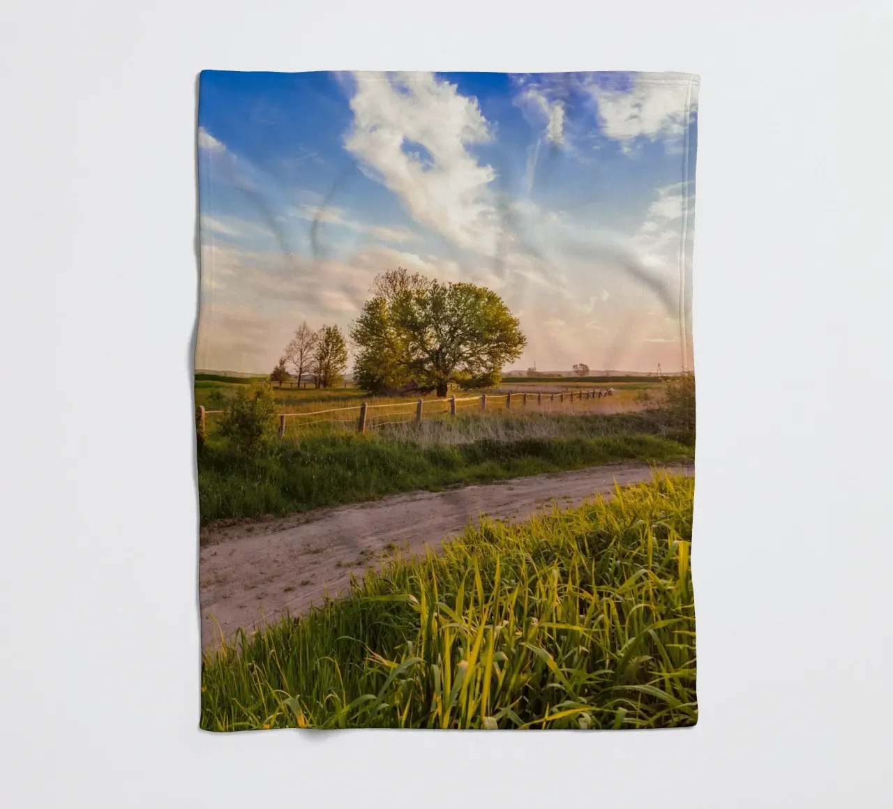 path grass clouds Fleecedecke von animal story home