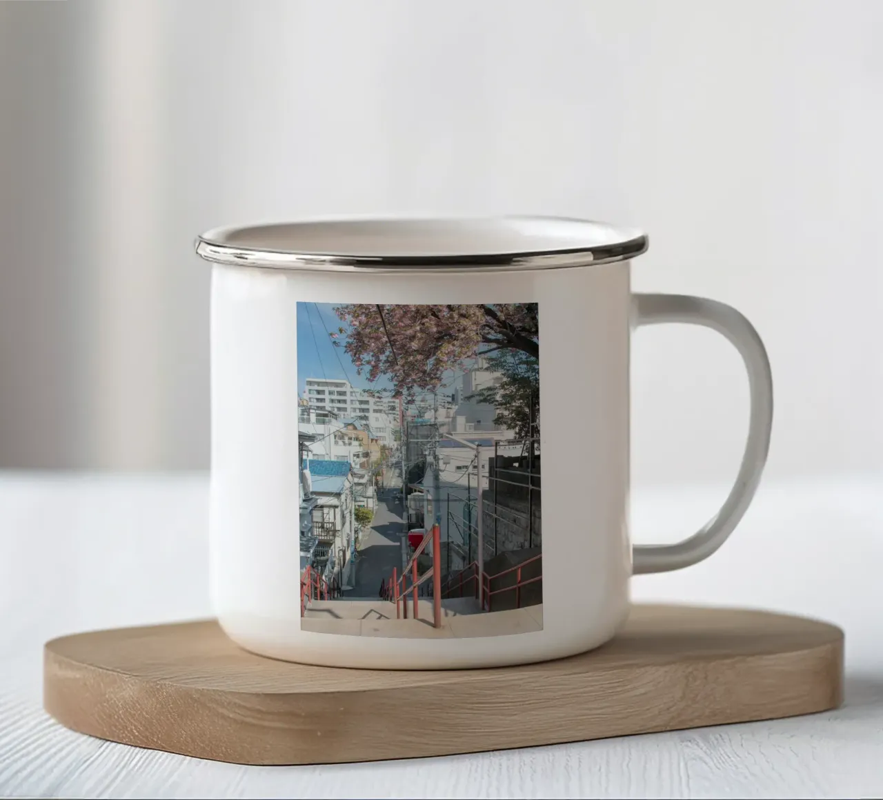 power lines fence street tazza in smalto da animal story home