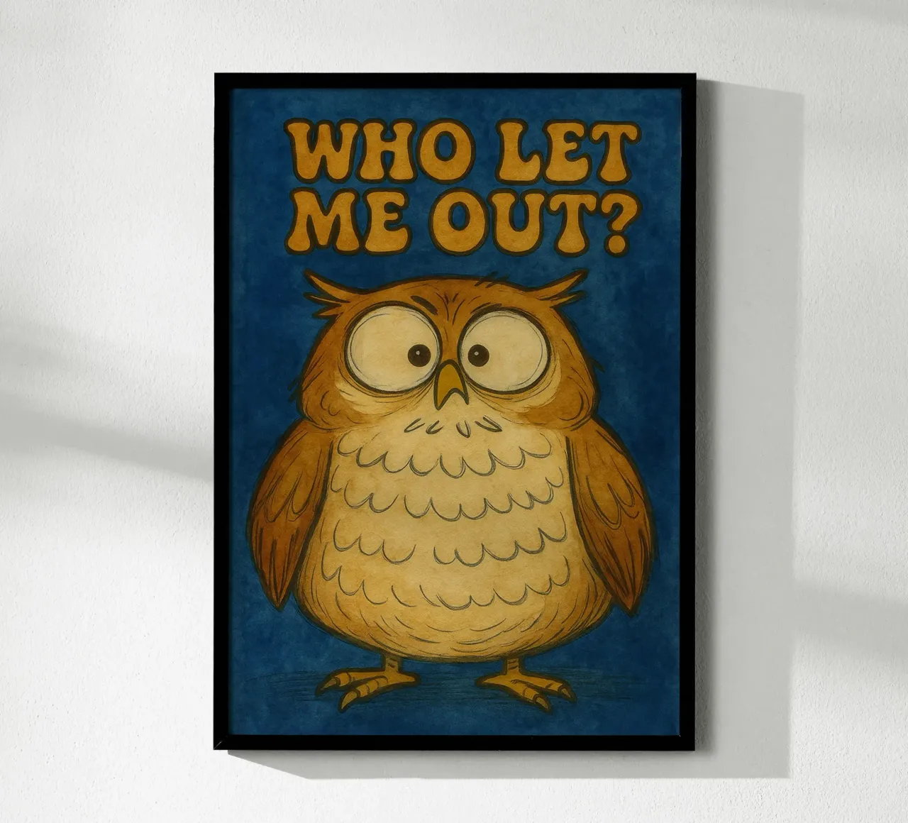 che mi ha fatto uscire pittura di gufo poster con telaio in alluminio da Goldend