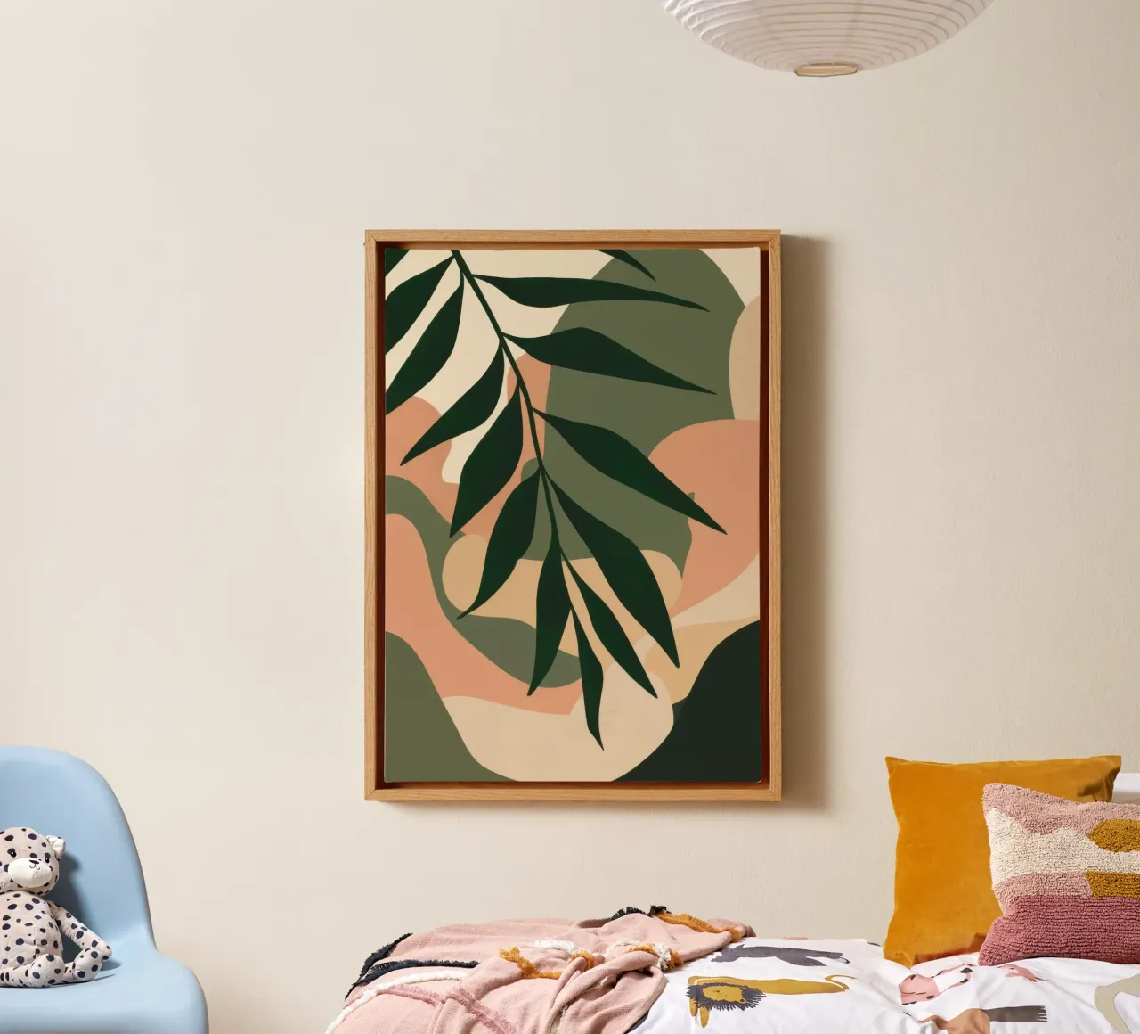Earthy Leaf Simplicity canvas with Floater frame by Line Fable