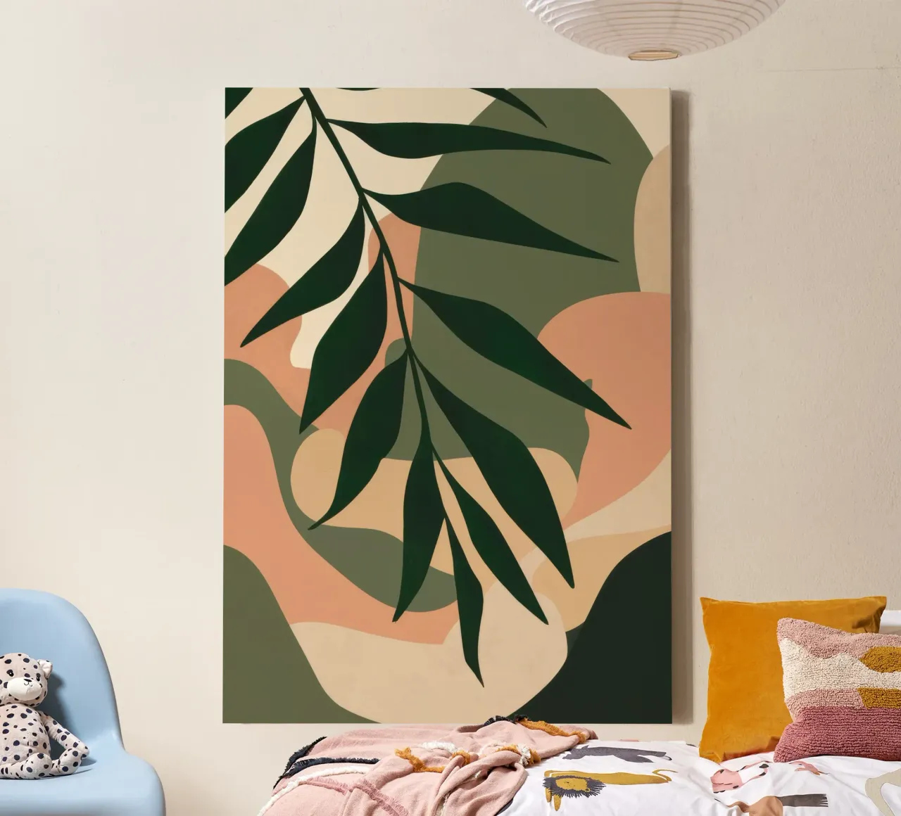 Earthy Leaf Simplicity canvas with Floater frame by Line Fable