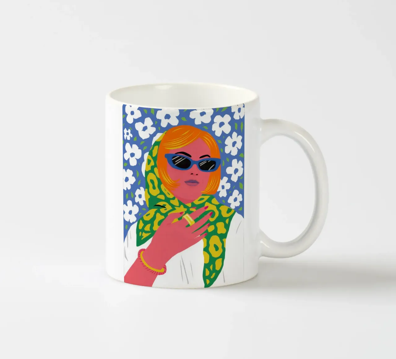 Chic Daisy Scarf ceramic mug by Lunar Valentina