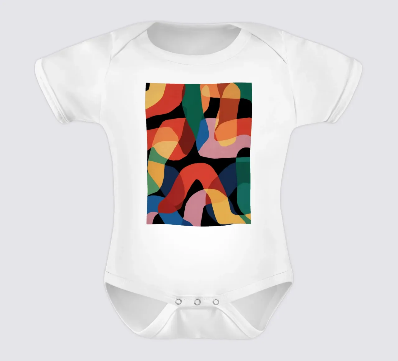 Fluid Shape Dance short-sleeve baby romper by Line Fable