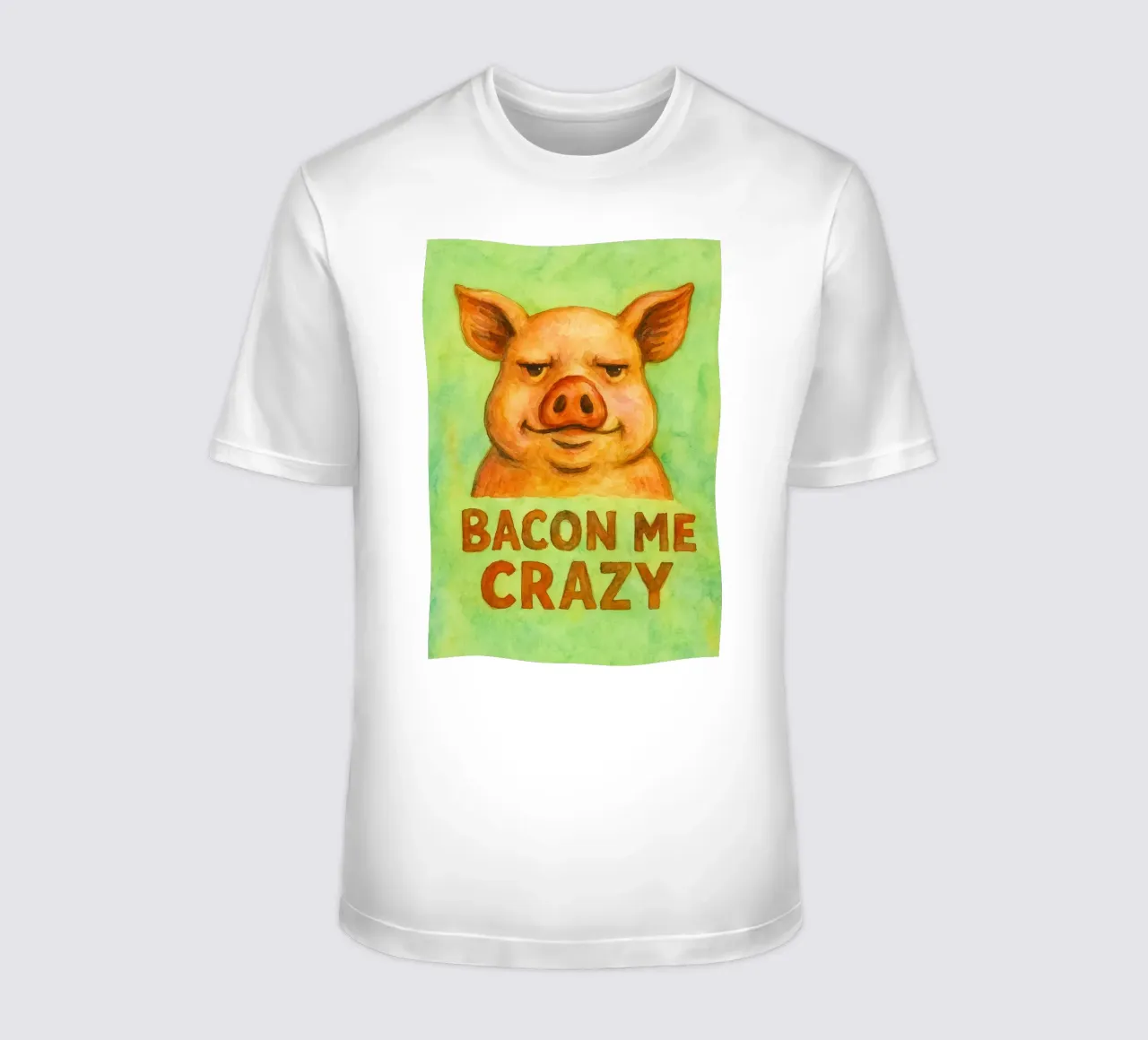 bacon me crazy pig art painting t-shirt da Mutiaram