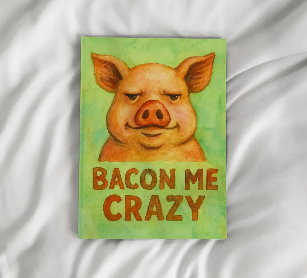 bacon me crazy pig art painting notebook by Mutiaram