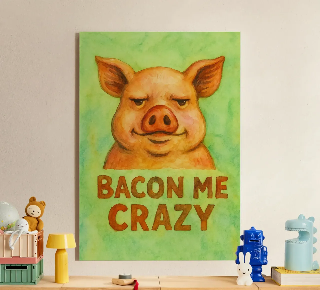 bacon me crazy pig art painting plexiglass da Mutiaram