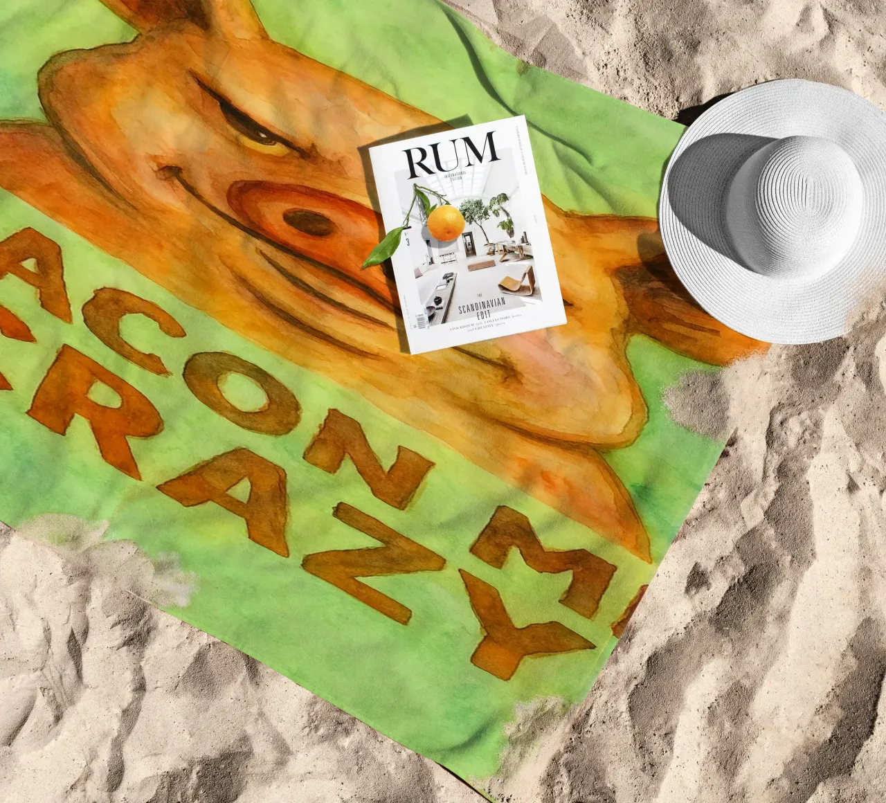 bacon me crazy pig art painting telo mare da Mutiaram