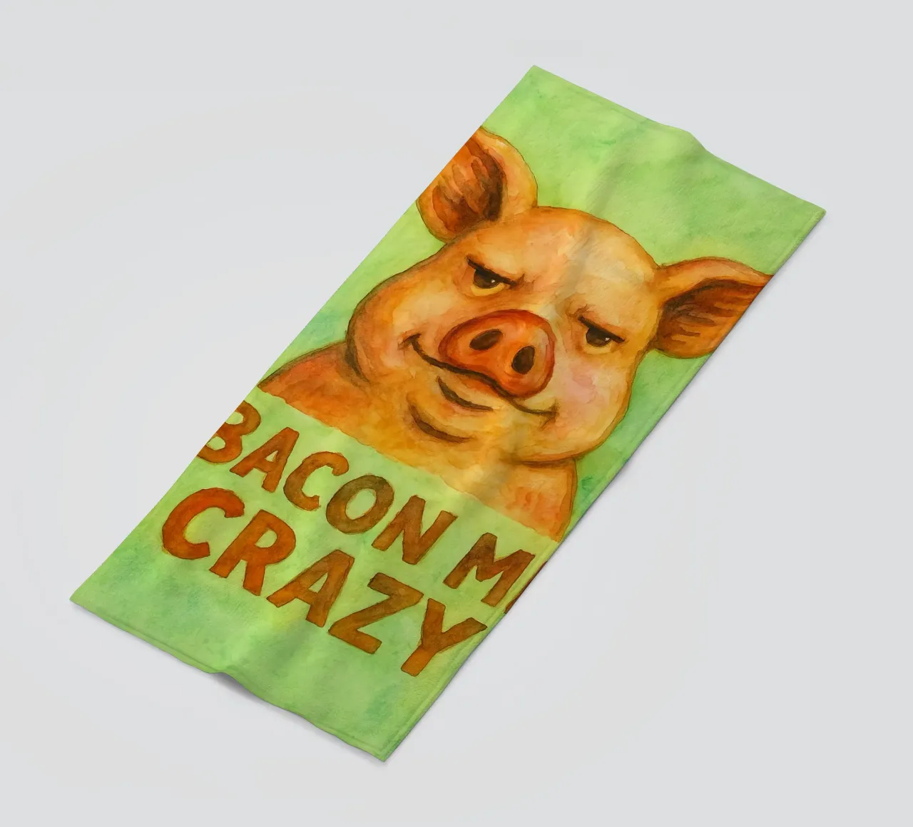 bacon me crazy pig art painting telo mare da Mutiaram