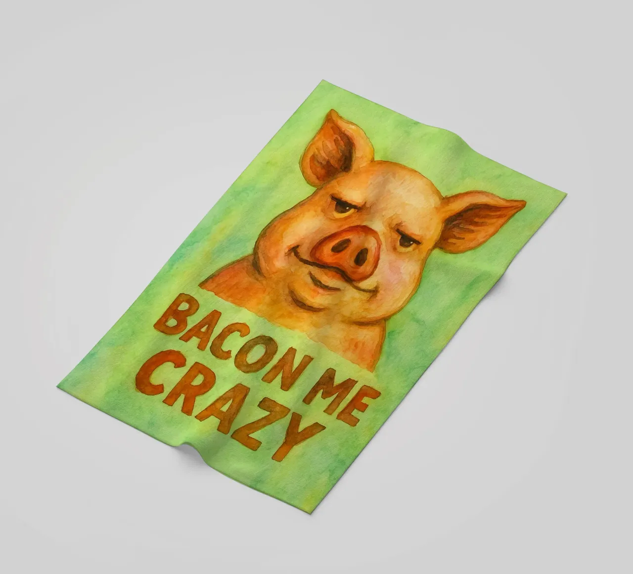 bacon me crazy pig art painting telo mare da Mutiaram