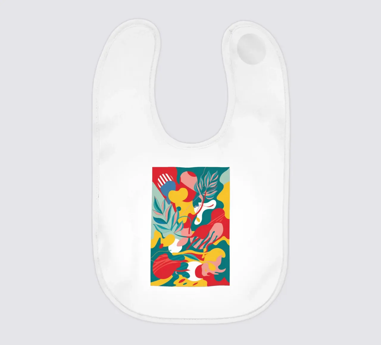 Abstract Avian Bloom baby bib by Line Fable