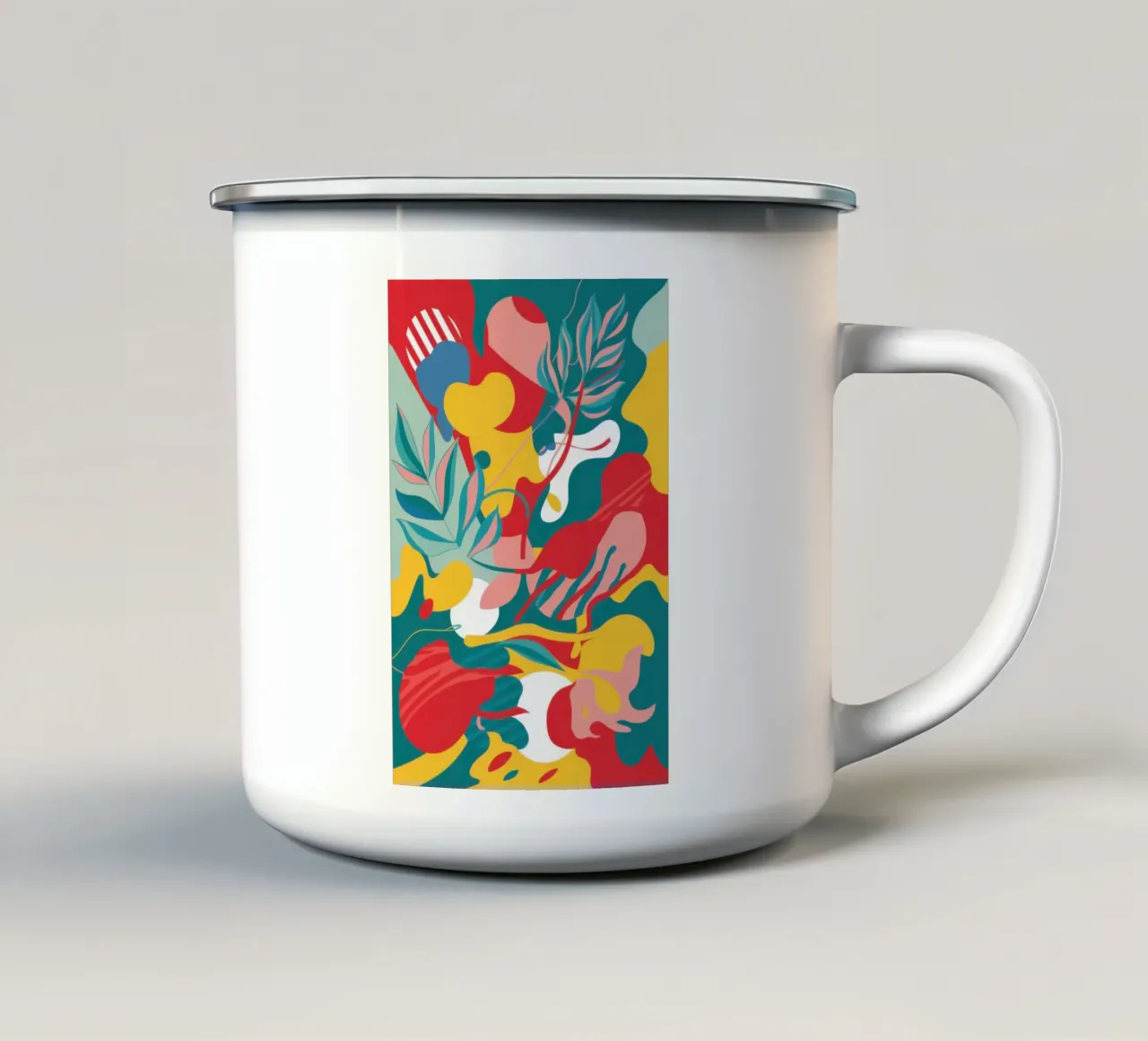 Abstract Avian Bloom enamel mug by Line Fable