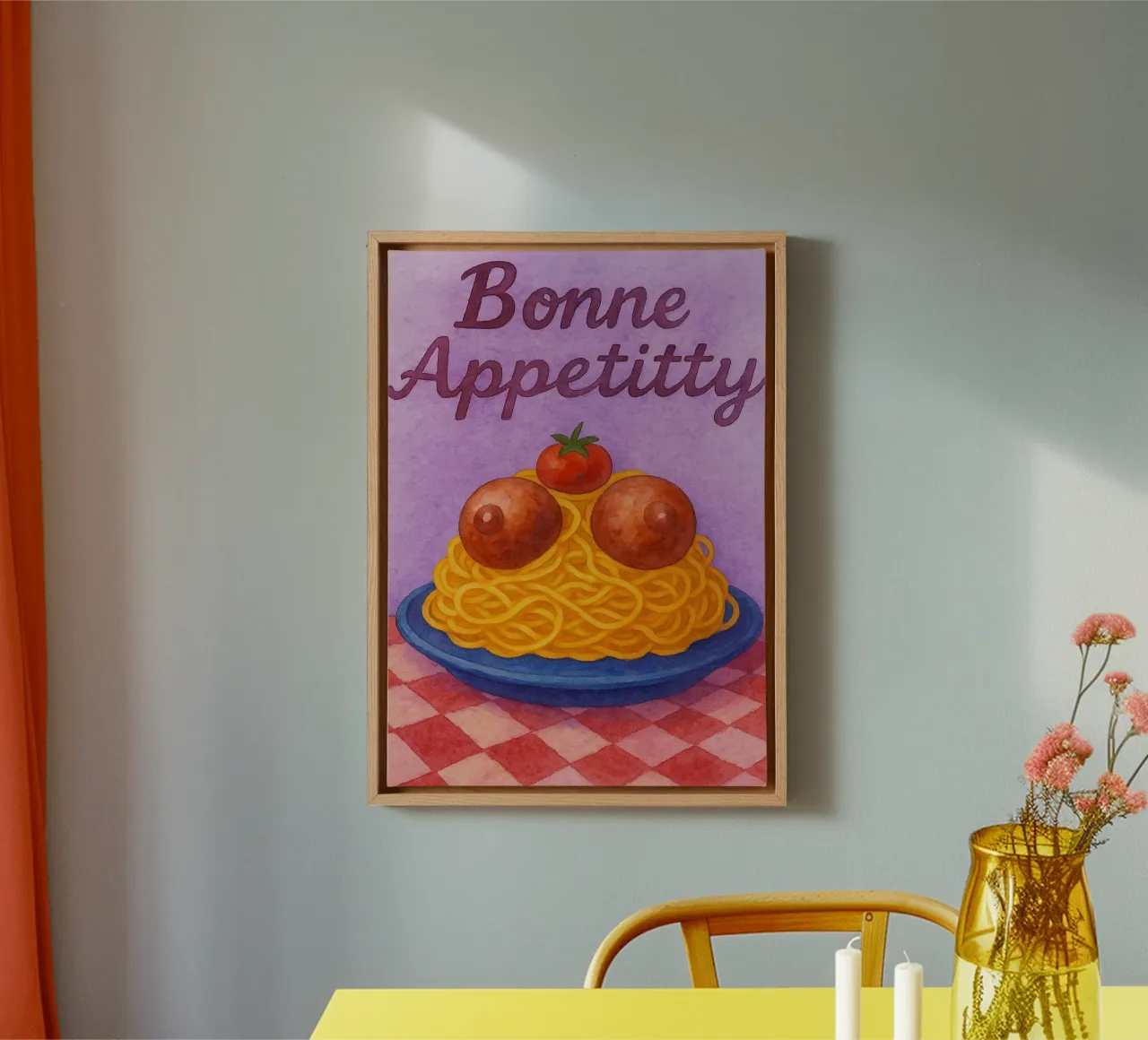 bonne apetitty kunstschilderij canvas met Baklijst van Mutiaram