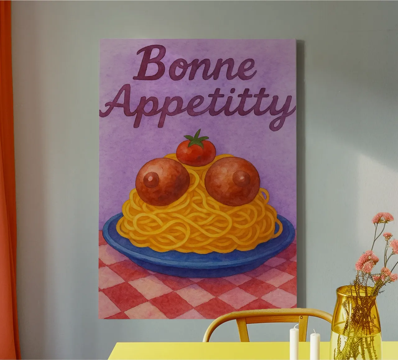 bonne apetitty kunstschilderij canvas met Baklijst van Mutiaram