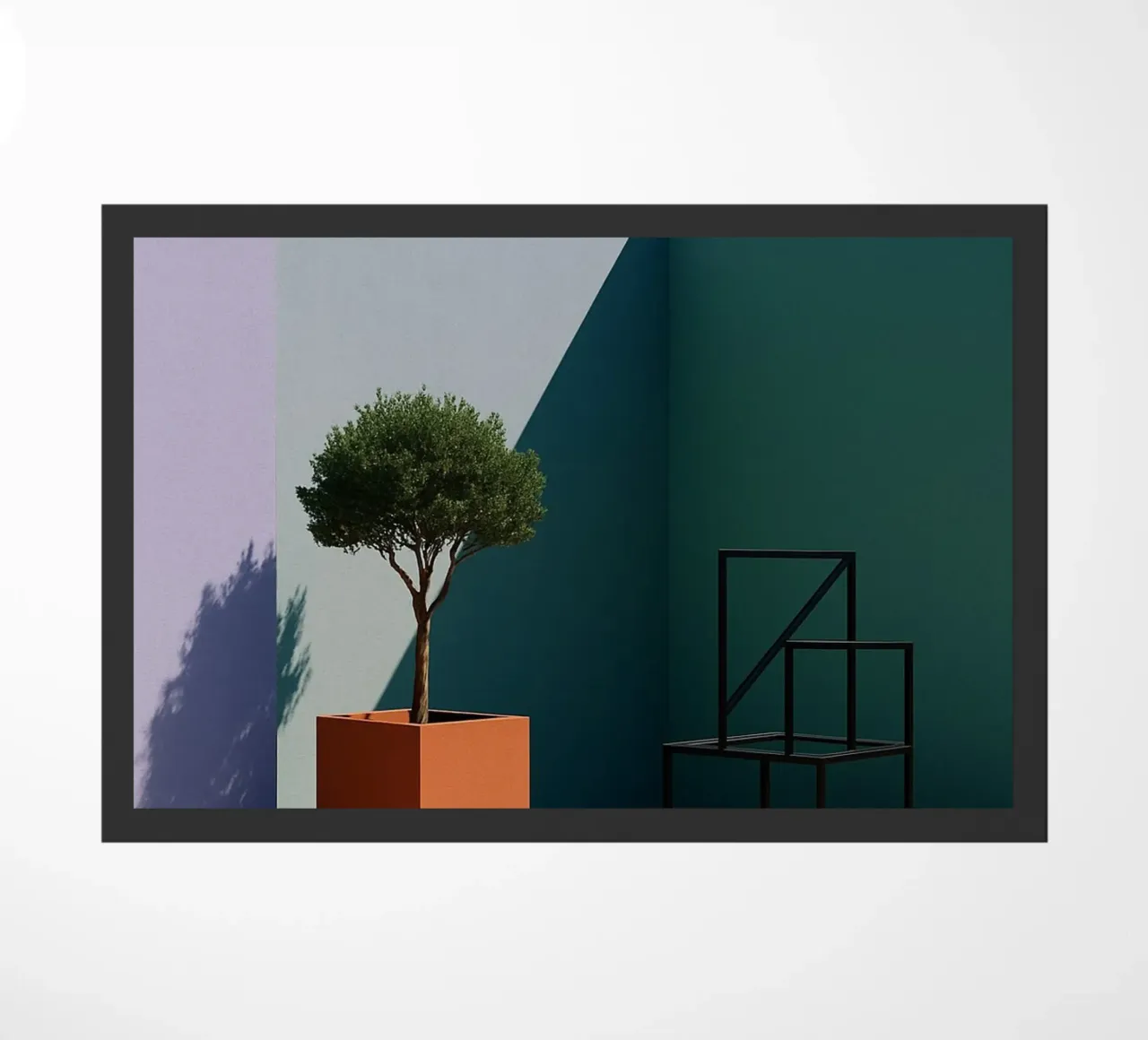 Geometrische Harmonie - Das ruhige Pastell in der Architektur Fußmatte von Affiches Minimalistes
