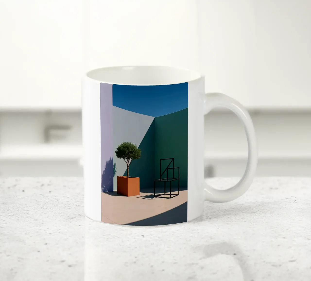 Geometrische Harmonie - Das ruhige Pastell in der Architektur Keramik Tasse von Affiches Minimalistes