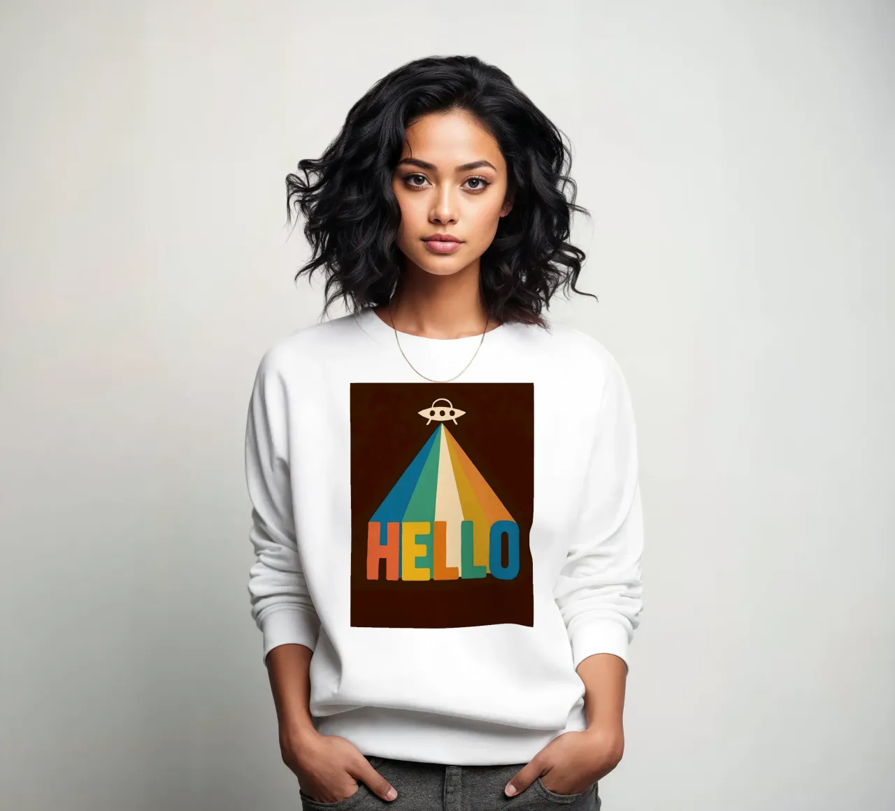 UFO retrò Hello Art felpa da 🥝 KIWI STORE