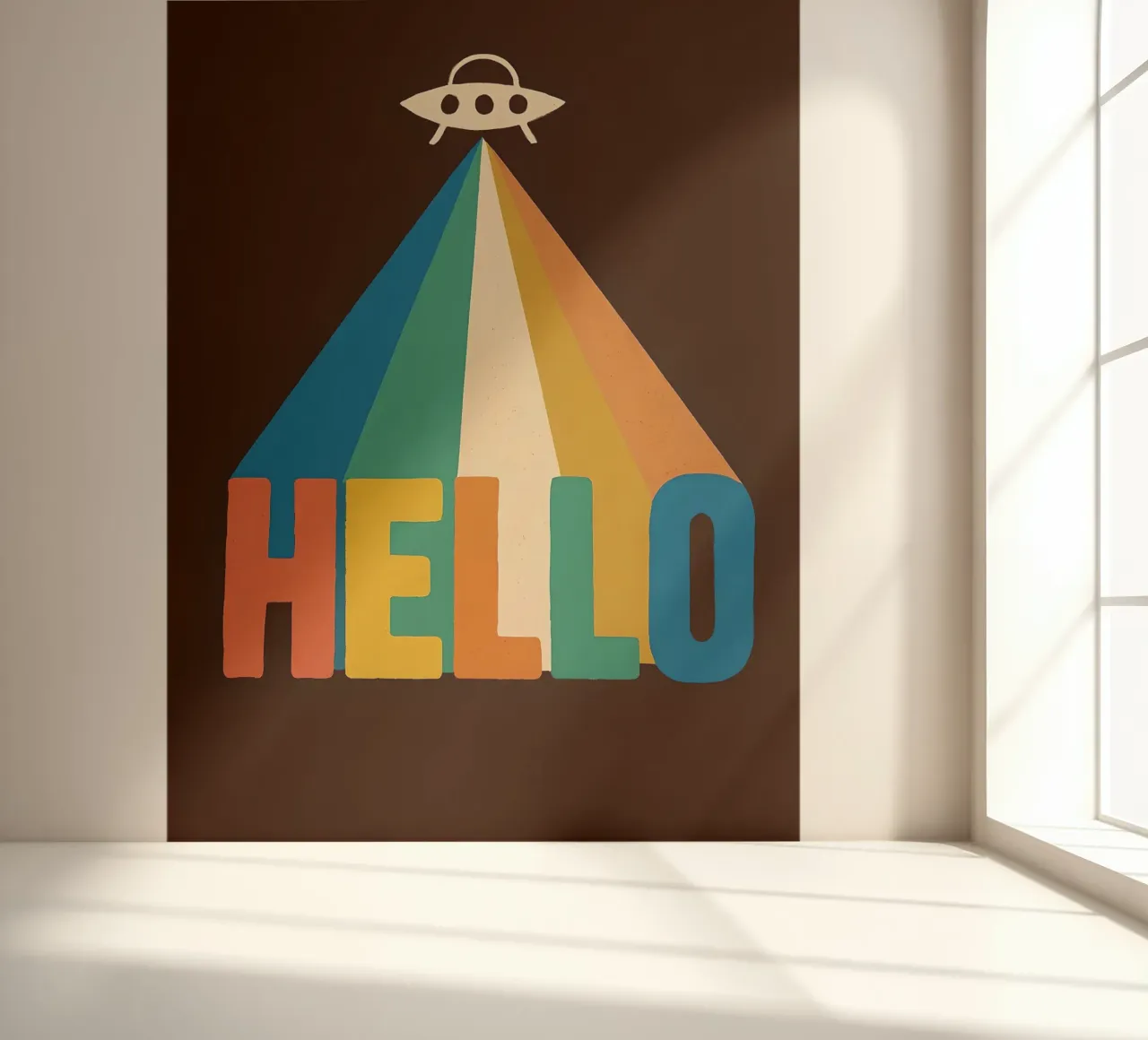 Retro UFO Hello Art papel para pared de 🥝 KIWI STORE