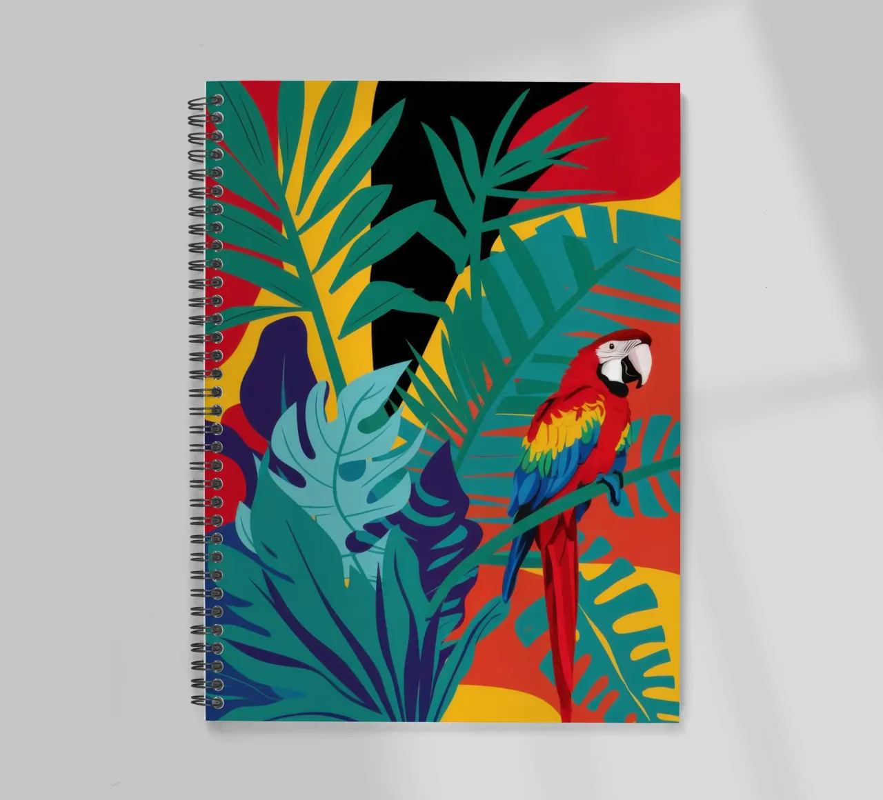 Crimson Parrot Paradise spiral notebook by Lunar Valentina