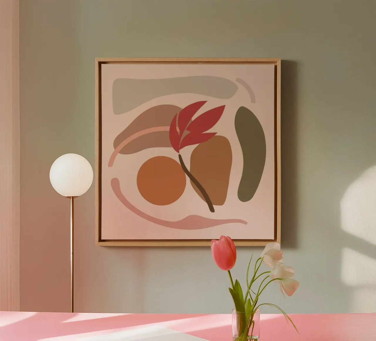 Abstract Earthy Forms canvas with Floater frame by Gaia Viesta