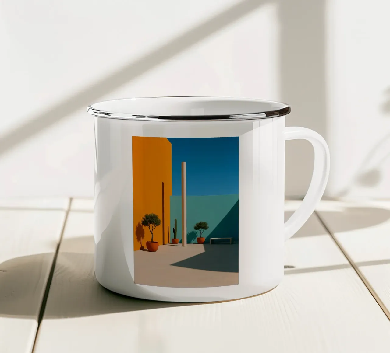 Geometria audace - Colori intensi ed equilibrio perfetto tazza in smalto da Affiches Minimalistes