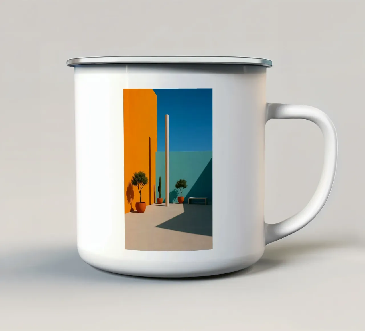 Geometria audace - Colori intensi ed equilibrio perfetto tazza in smalto da Affiches Minimalistes