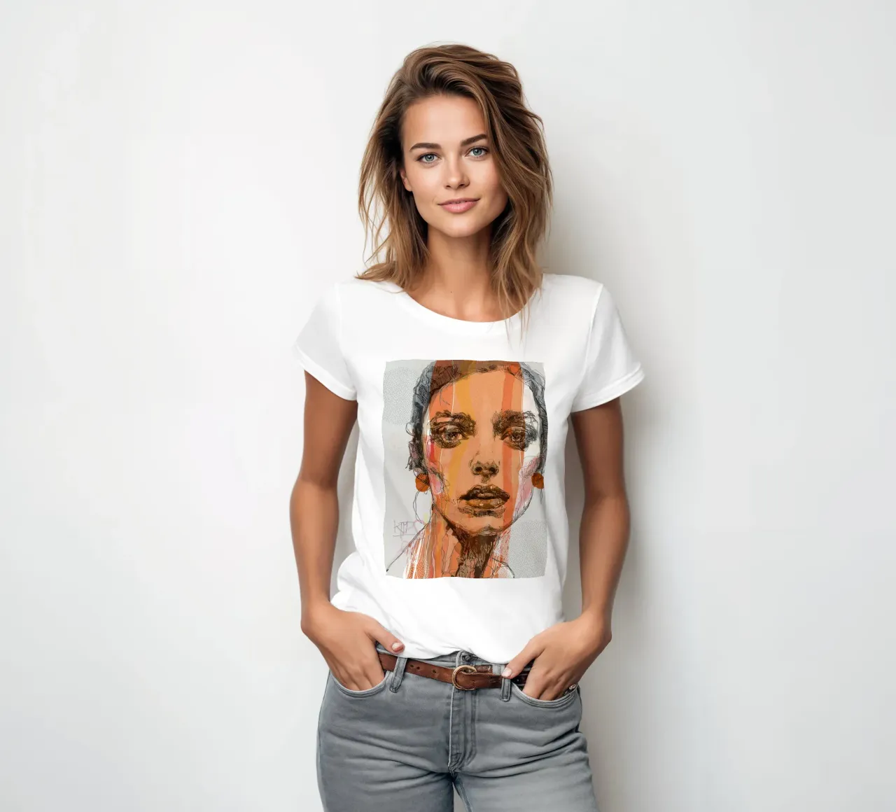 orange women's fitted t-shirt by Giulio Iurissevich