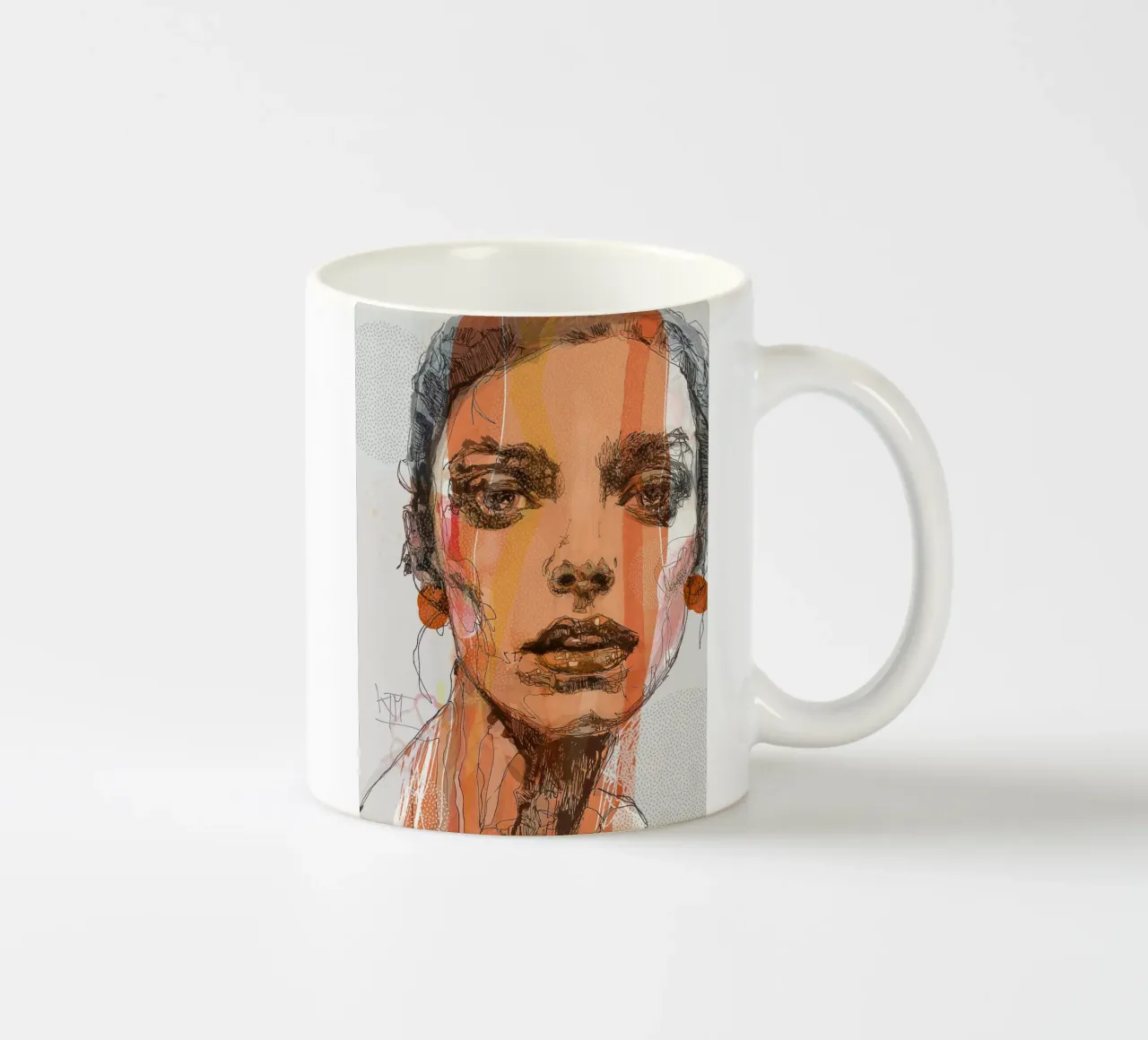 orange ceramic mug by Giulio Iurissevich