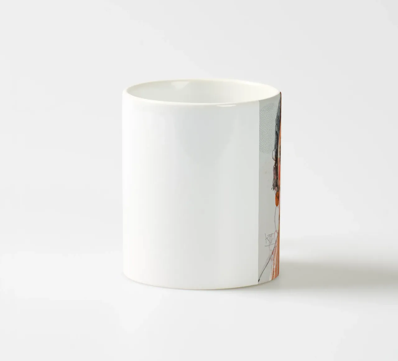 orange ceramic mug by Giulio Iurissevich